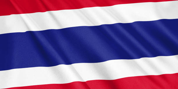 istock Thailand flag waving with the wind, wide format, 3D illustration. 3D rendering. 1056280332