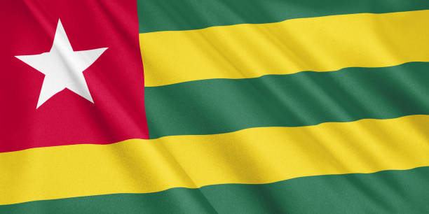 istock Togo flag waving with the wind, wide format, 3D illustration. 3D rendering. 1056280458