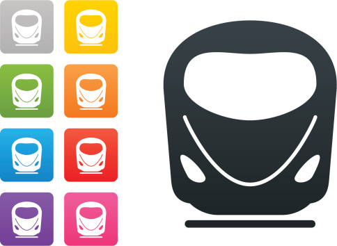 Train Button Design Train On Coloured Button Design Elements Stock Illustration - Download ...