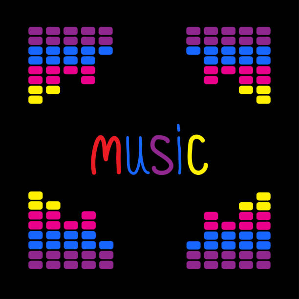 Colurful digital equalizer frame. Word Music. Flat design. Colurful digital equalizer frame. Word Music. Flat design Vector illustration. colurful stock illustrations