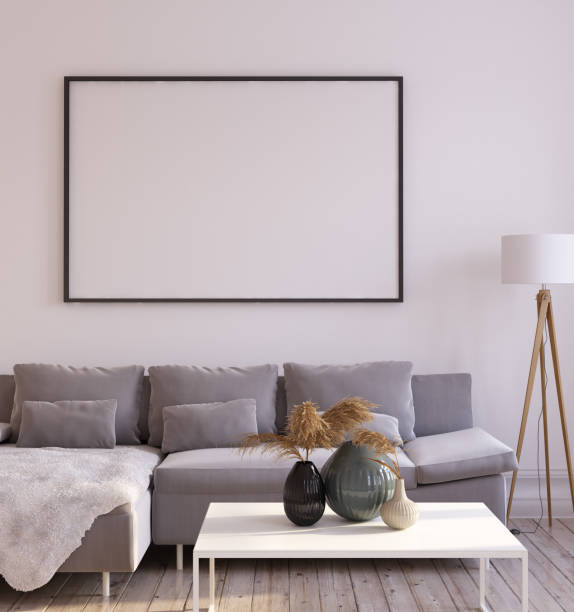 istock Mock up frame in living room interior 1056281916