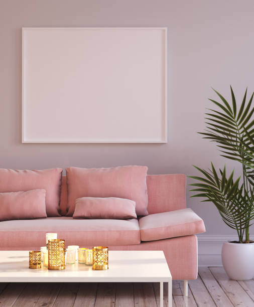 istock Mock up frame in living room interior 1056281920