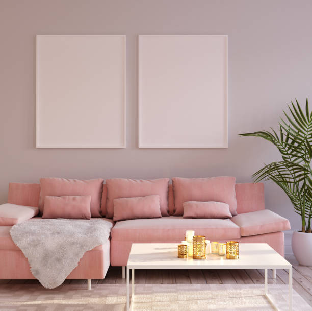 istock Mock up frame in living room interior 1056281924