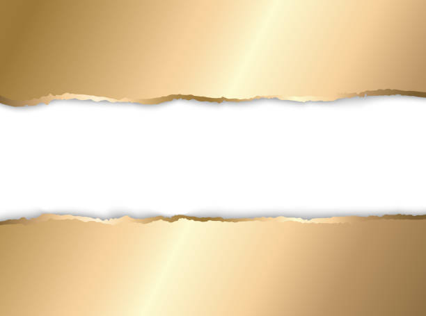 gold und weißem zerrissenes papier. vorlagenhintergrund - scrap gold illustrations stock-grafiken, -clipart, -cartoons und -symbole