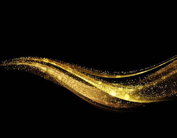 абстрактный блестящий цвет золотой волны элемент дизайна - glowing curve shiny backgrounds stock illustrations