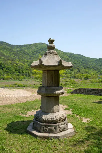 Stone lantern of Bowonsa Temple Site, Seosan-si, South Korea.
