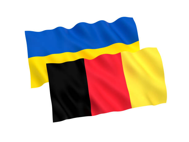 istock Flags of Ukraine and Belgium on a white background 1056290322