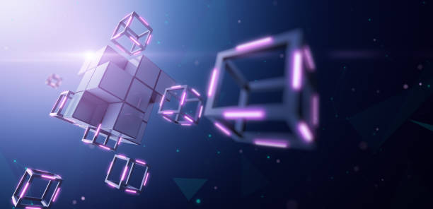 istock Blockchain Technology, Large block dismantles in to small cube 1056292582