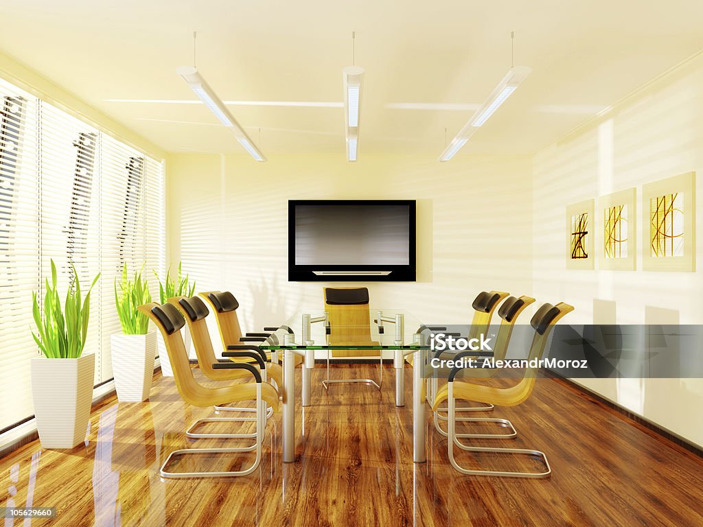 room empty modern meeting room with glass tabble Armchair Stock Photo