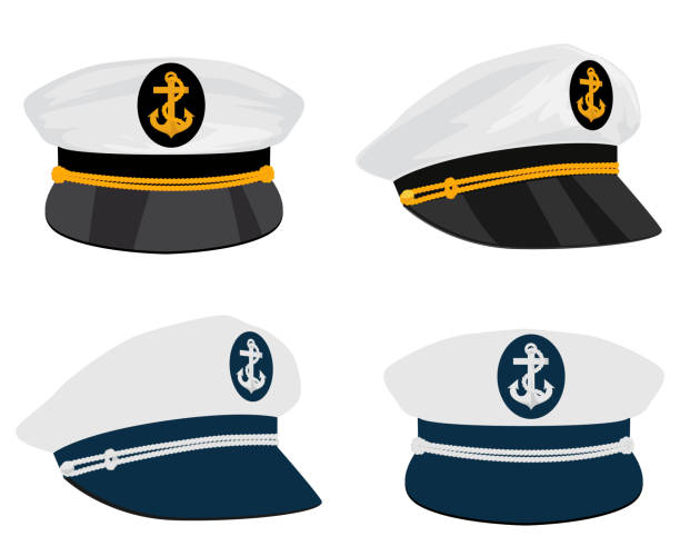 illustrazioni stock, clip art, cartoni animati e icone di tendenza di cappello da marinaio capitano - captain