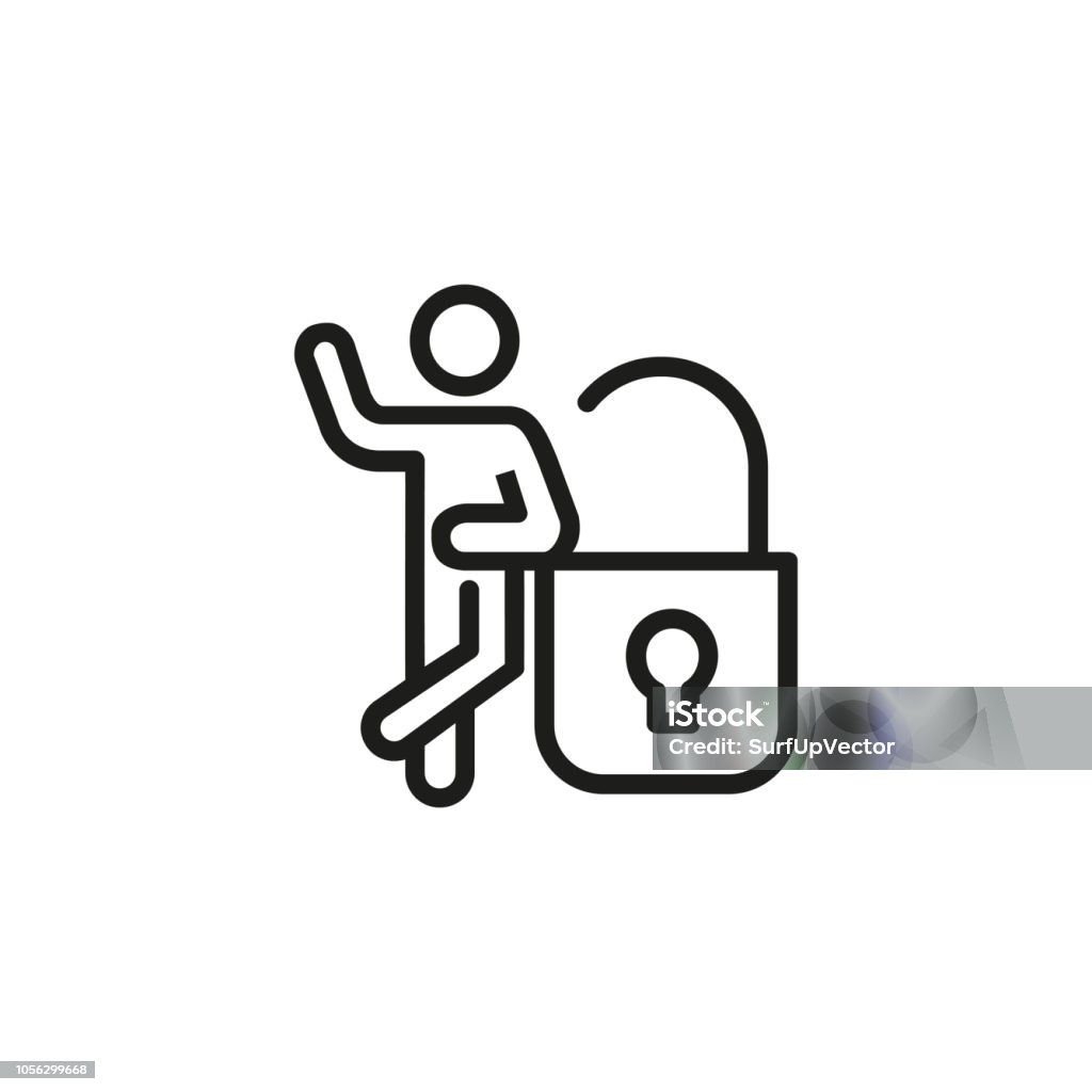 Man standing at door lock line icon Man standing at door lock line icon. Security, password, safety. Protection concept. Vector illustration can be used for topics like business, internet, service Accessibility stock vector