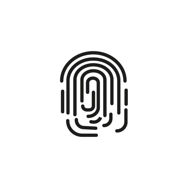 fingerabdruck-liniensymbol - individuality identity computer graphic forensic science stock-grafiken, -clipart, -cartoons und -symbole