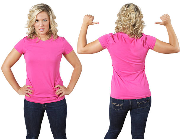 istock Female with blank pink shirt 105630720