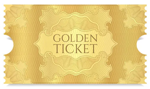 Vector illustration of Golden cinema ticket template