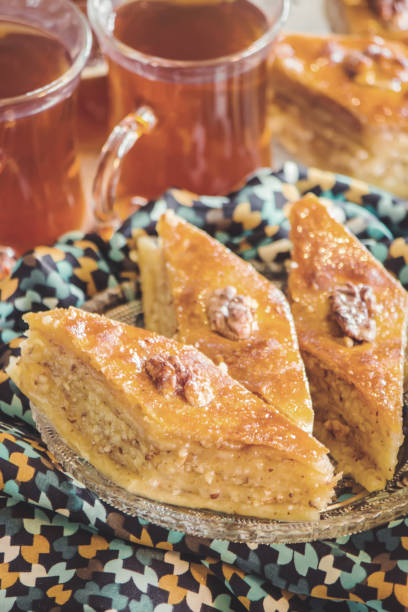 istock baklava honey and tea. selective focus. Food. 1056310884