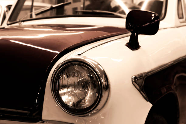 istock fragment of white-and-red vintage car 1056314030