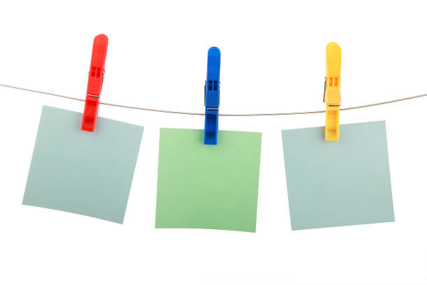 istock Three colour cards hang on clothespin 105631483