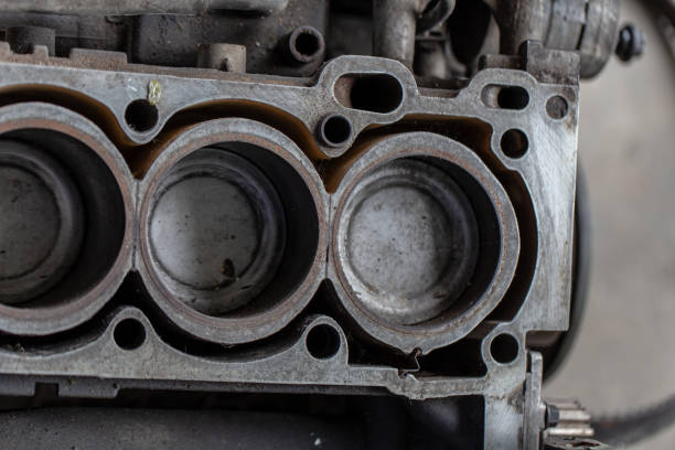 istock Old engine block interior parts, Close up view of engine parts. 1056315738