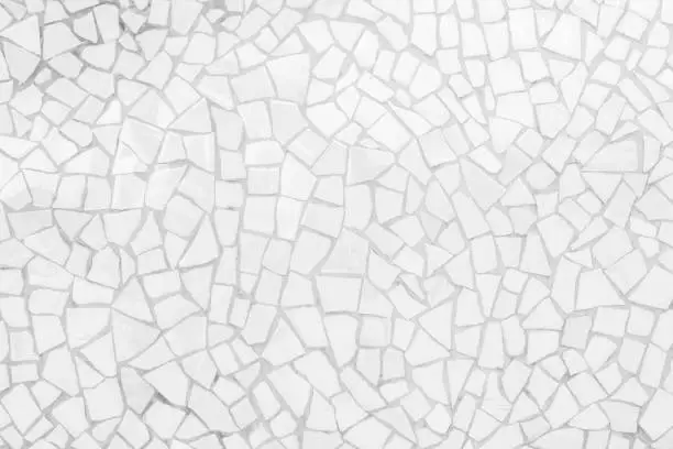 Photo of Broken tiles mosaic seamless pattern. White and Grey the tile wall high resolution real photo or brick seamless and texture interior background.