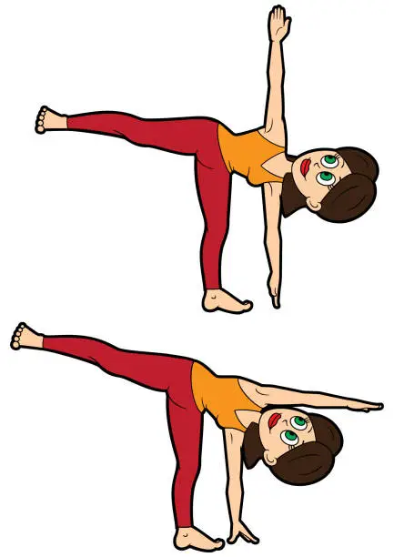 Vector illustration of Yoga asana set half moon pose