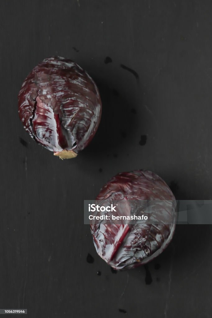 red cabbage on a black background Backgrounds Stock Photo