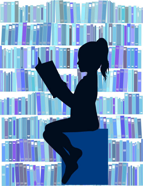 Silhouettes of people with a book. Silhouettes of people with a book. learning silhouettes stock illustrations