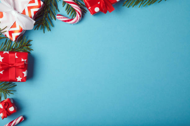 Christmas gift boxes background with christmas decoration
