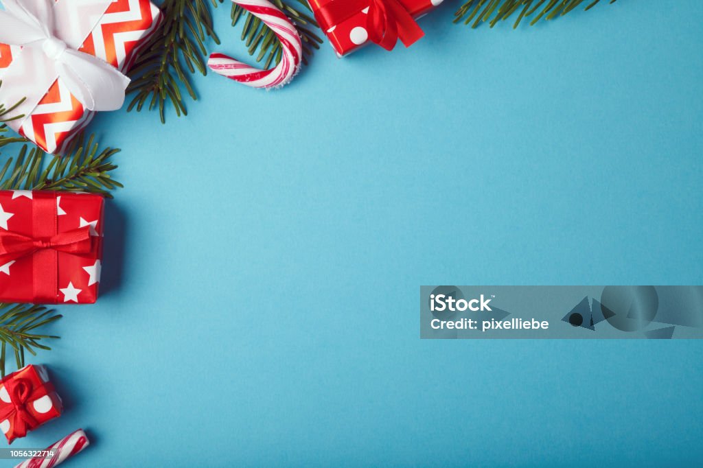 Fundo de caixas de presente de Natal com decoração de Natal - Foto de stock de Natal royalty-free