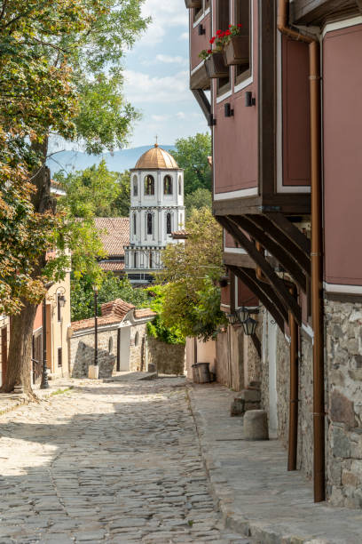 istock Old curved street in plovdiv,bulgaria. 1056323674