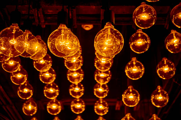 istock Retro style lamps hanging on ceiling 1056326258