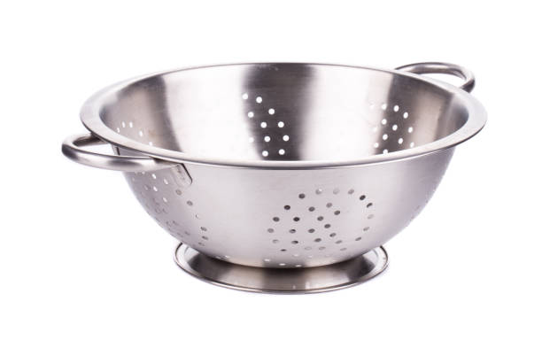 Steel strainer sieve metal bowl.