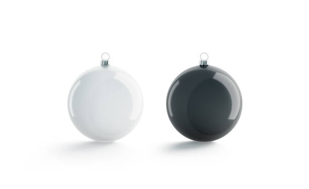 Blank black and white christmas ball for tree mockup set,