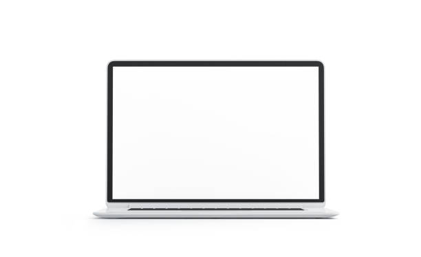 Blank white laptop screen mock up, isolated,
