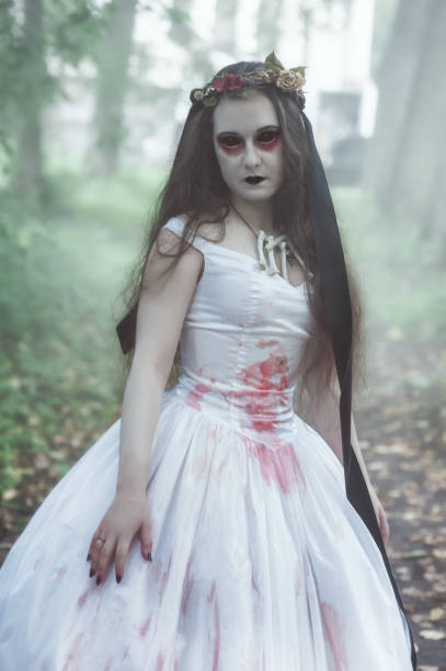 istock Creepy dead bride. Halloween scene 1056331974