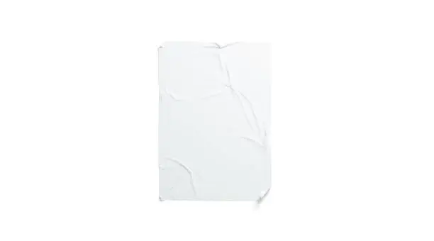 Photo of Blank white wheatpaste adhesive poster mockup, isolated