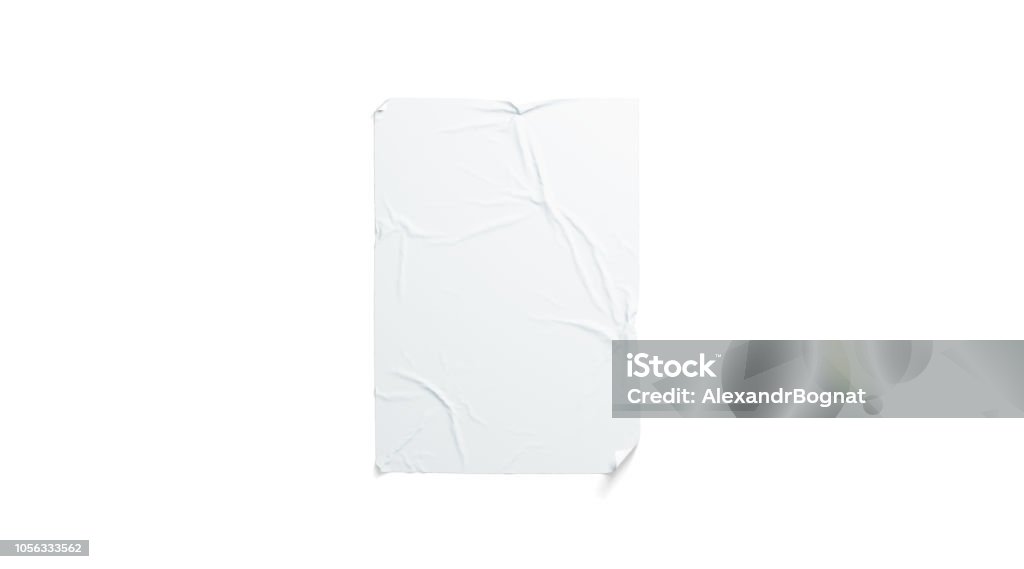 Maquete de adesivo poster wheatpaste branco em branco, isolado - Foto de stock de Poster royalty-free
