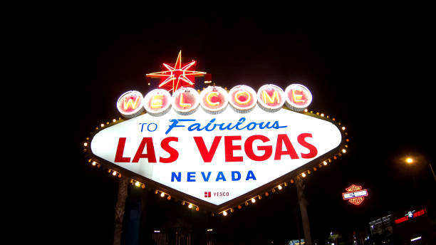 noche de las vegas muestra - welcome to fabulous las vegas sign las vegas metropolitan area famous place night fotografías e imágenes de stock