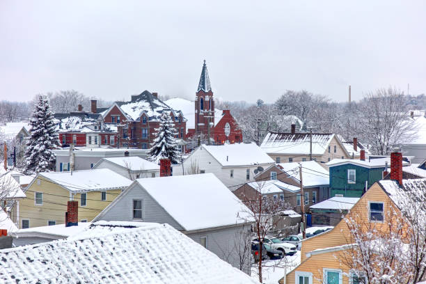 cityscape on a snowy day