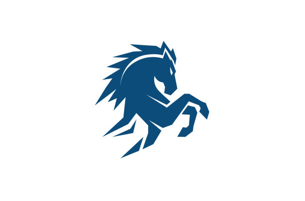 niebieskie logo konia - pegasus horse symbol mythology stock illustrations