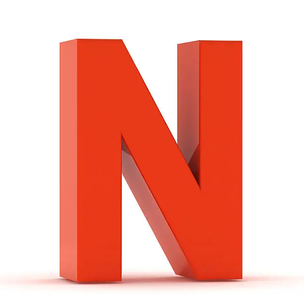 The letter N - red plastic.