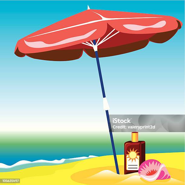Пляж — стоковая векторная графика и другие изображения на тему Береговая линия - Береговая линия, Векторная графика, Вода