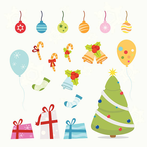 Christmas Ornament Set vector art illustration