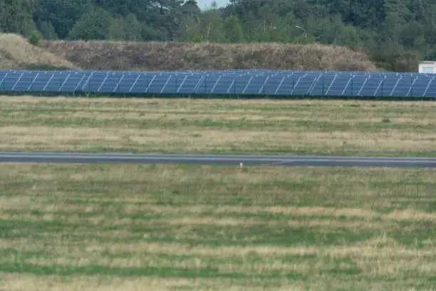 Panorama of the solar system of Weeze Airport.
The airport uses huge solar parks to cover its own energy consumption.