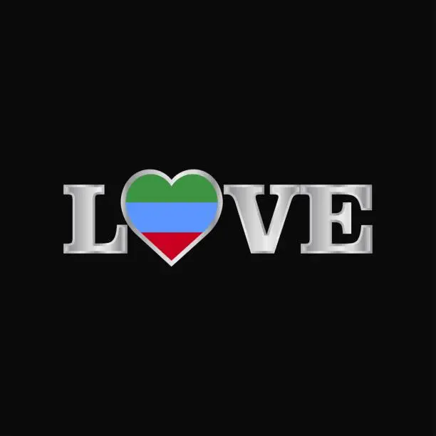 Vector illustration of Love typography with Dagestan flag design vector