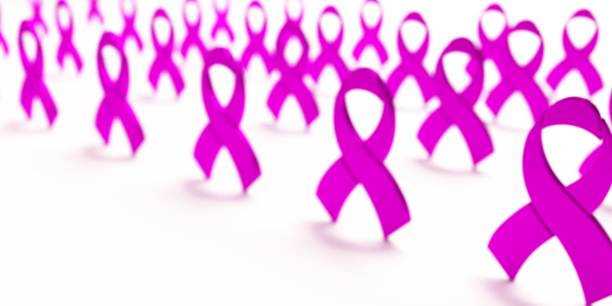 istock Group of Pink Ribbon Awareness in White Background 1056367178