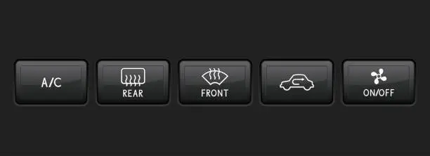 Vector illustration of Car dashboard black buttons