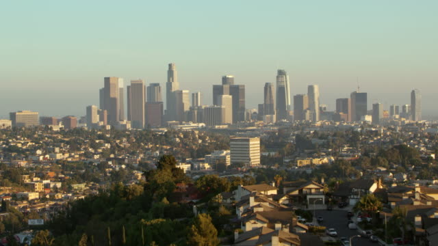 Aerial shot of the Downtown Los Angeles. Shot in CA, USA.