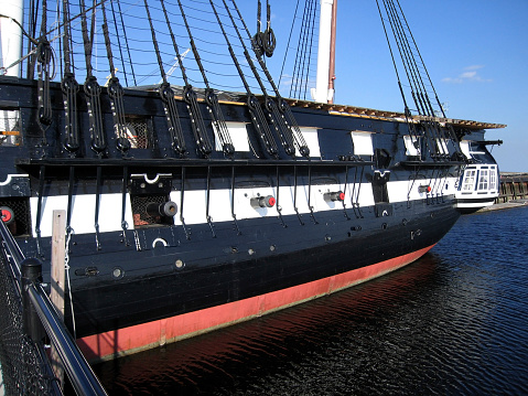 detail of a historic sailing ship named 