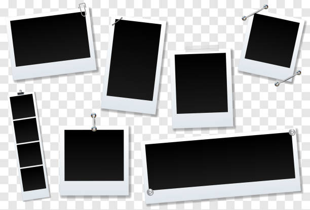 Set of blank photo frame Isolated on transparent background. design for your photography and picture. Vector Illustration Set of blank photo frame Isolated on transparent background. design for your photography and picture. Vector Illustration instant print transfer stock illustrations