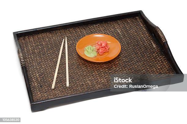 Orange Saucer With Ginger Stock Photo - Download Image Now - Asia, Bamboo - Material, Brown